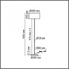 LUMION 8251/2F MODERNI LN25 000  никель/серый, металл/текстиль Торшер Е27 2*60W 220V NIKKI