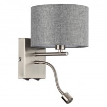 LUMION 8251/2W MODERNI LN25 000  никель/серый, металл/текстиль бра Е14 40W + LED 3W 4000K 220V NIKKI
