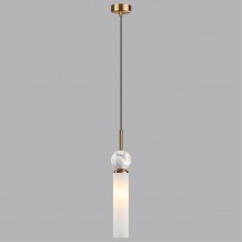 ODEON LIGHT 4359/1 MIDCENT ODL25 Подвесной светильник под латунь/металл/стекло/белый мрамор IP20 1*E