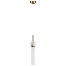 ODEON LIGHT 4359/1 MIDCENT ODL25 Подвесной светильник под латунь/металл/стекло/белый мрамор IP20 1*E