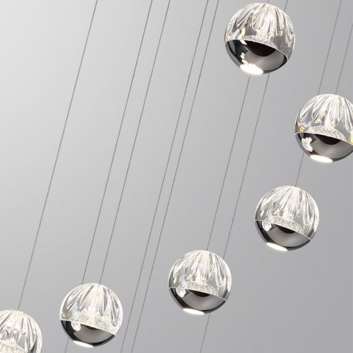 ODEON LIGHT 5100/60L L-VISION ODL25 хром/прозрачный/акрил Люстра каскадная LED 60W (12*5W) 4000K 300
