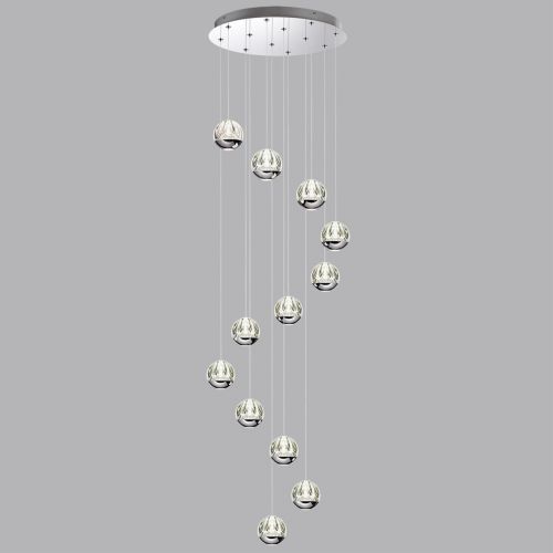 ODEON LIGHT 5100/60L L-VISION ODL25 хром/прозрачный/акрил Люстра каскадная LED 60W (12*5W) 4000K 300