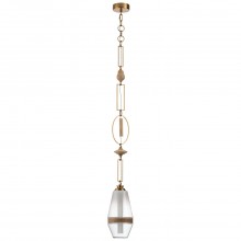 ODEON LIGHT 5441/1B PENDANT ODL_EX26 сатинированн.латунь/прозрачн./металл/стекло/травертин/веревка П