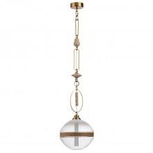 ODEON LIGHT 5441/1C PENDANT ODL_EX26 сатинированн.латунь/прозрачн./металл/стекло/травертин/веревка П