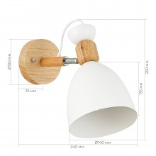 SLE103801-01 Светильник настенный Светлое дерево, Белый/Белый E27 1*60W