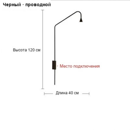 Настенный светодиодный светильник для чтения, чёрный, проводной CJ3LSMMZ02