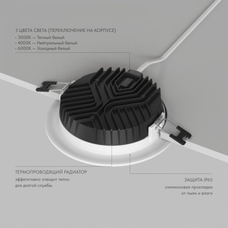 Влагозащищенный светильник Denkirs DK2462-WH