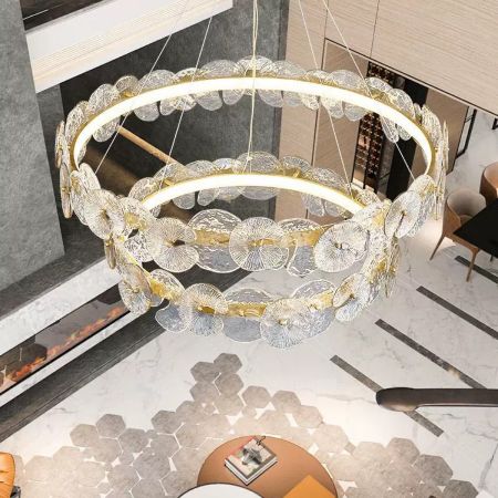 Подвесной светодиодный светильник-кольцо со стеклянными элементами JWLP93KQ06