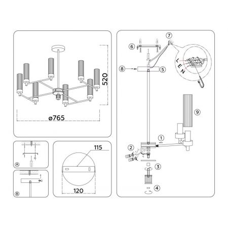 Люстра на штанге Ambrella Light LH55152