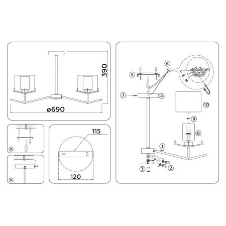 Люстра на штанге Ambrella Light LH57001