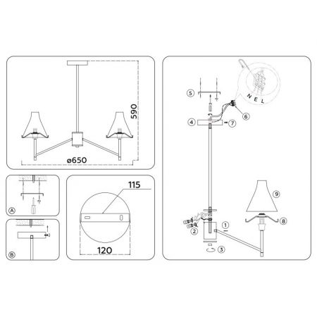 Люстра на штанге Ambrella Light LH57131