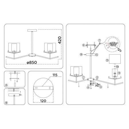 Люстра на штанге Ambrella Light LH57002