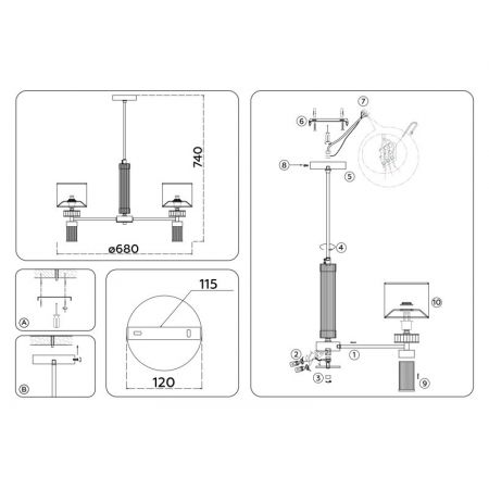 Люстра на штанге Ambrella Light LH71301
