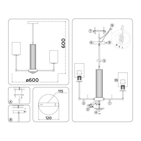 Люстра на штанге Ambrella Light LH56211