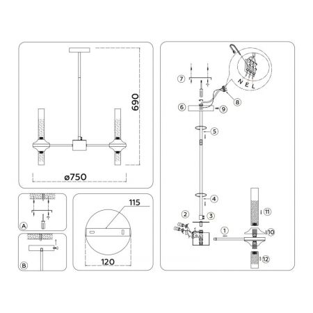 Люстра на штанге Ambrella Light LH55353