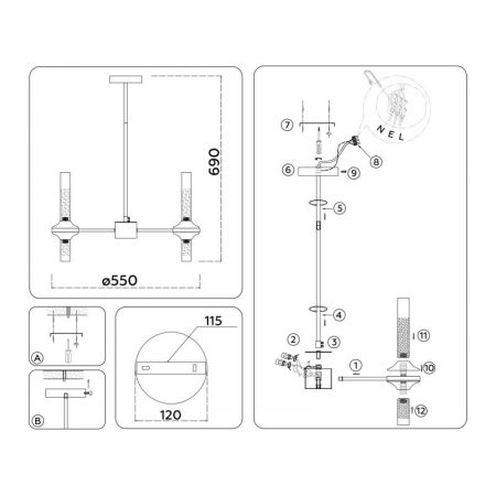 Люстра на штанге Ambrella Light LH55358