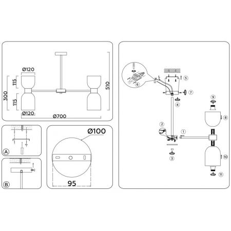 Люстра на штанге Ambrella Light LH56083