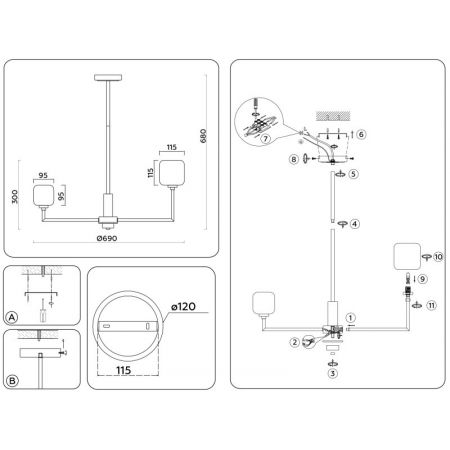 Люстра на штанге Ambrella Light LH53015