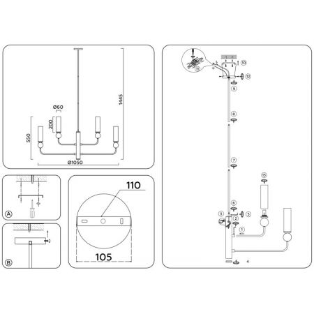 Люстра на штанге Ambrella Light LH53251