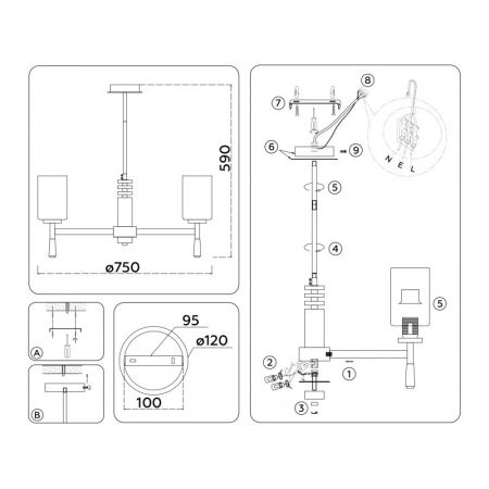 Люстра на штанге Ambrella Light LH56263