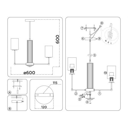 Люстра на штанге Ambrella Light LH56215