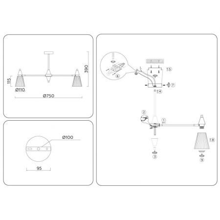 Люстра на штанге Ambrella Light LH58116