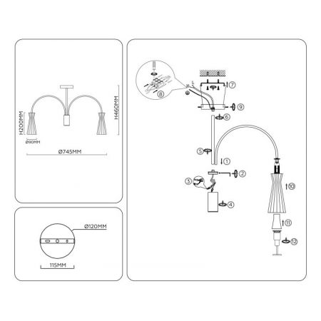 Люстра на штанге Ambrella Light LH55703
