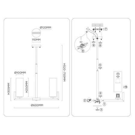Люстра на штанге Ambrella Light LH56057