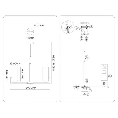 Люстра на штанге Ambrella Light LH56064