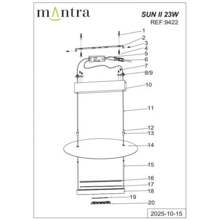 Подвесная люстра Mantra 9422