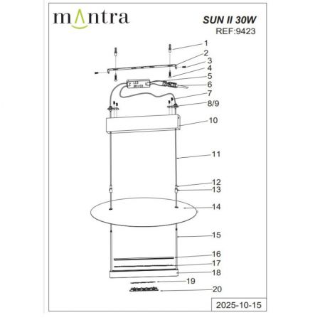 Подвесная люстра Mantra 9423