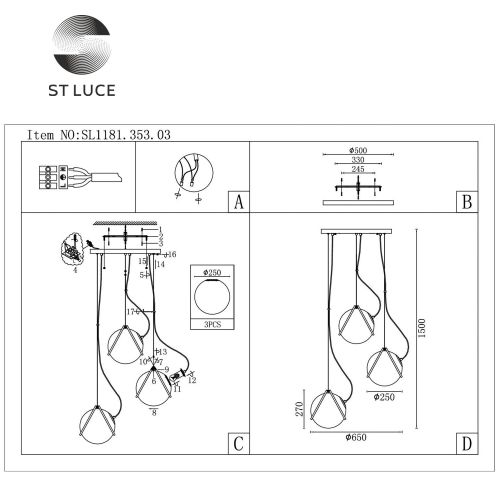 Каскадная люстра ST-Luce SL1181.353.03