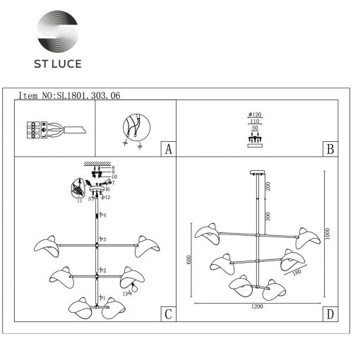 Люстра на штанге ST-Luce SL1801.303.06