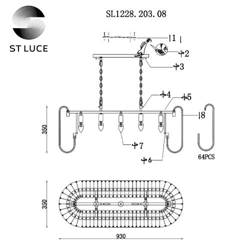 Подвесная люстра ST-Luce SL1228.203.08
