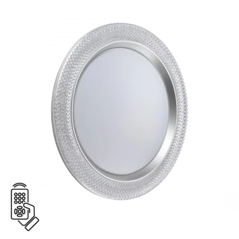 СОНЕКС 7782/DL MARON SN 000 Светильник пластик/белый/серебро LED 48Вт 3000-6000К D398 IP43 пульт ДУ 