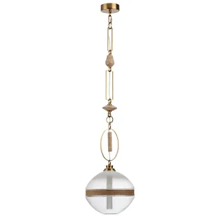 ODEON LIGHT 5441/1C PENDANT ODL_EX26 сатинированн.латунь/прозрачн./металл/стекло/травертин/веревка П