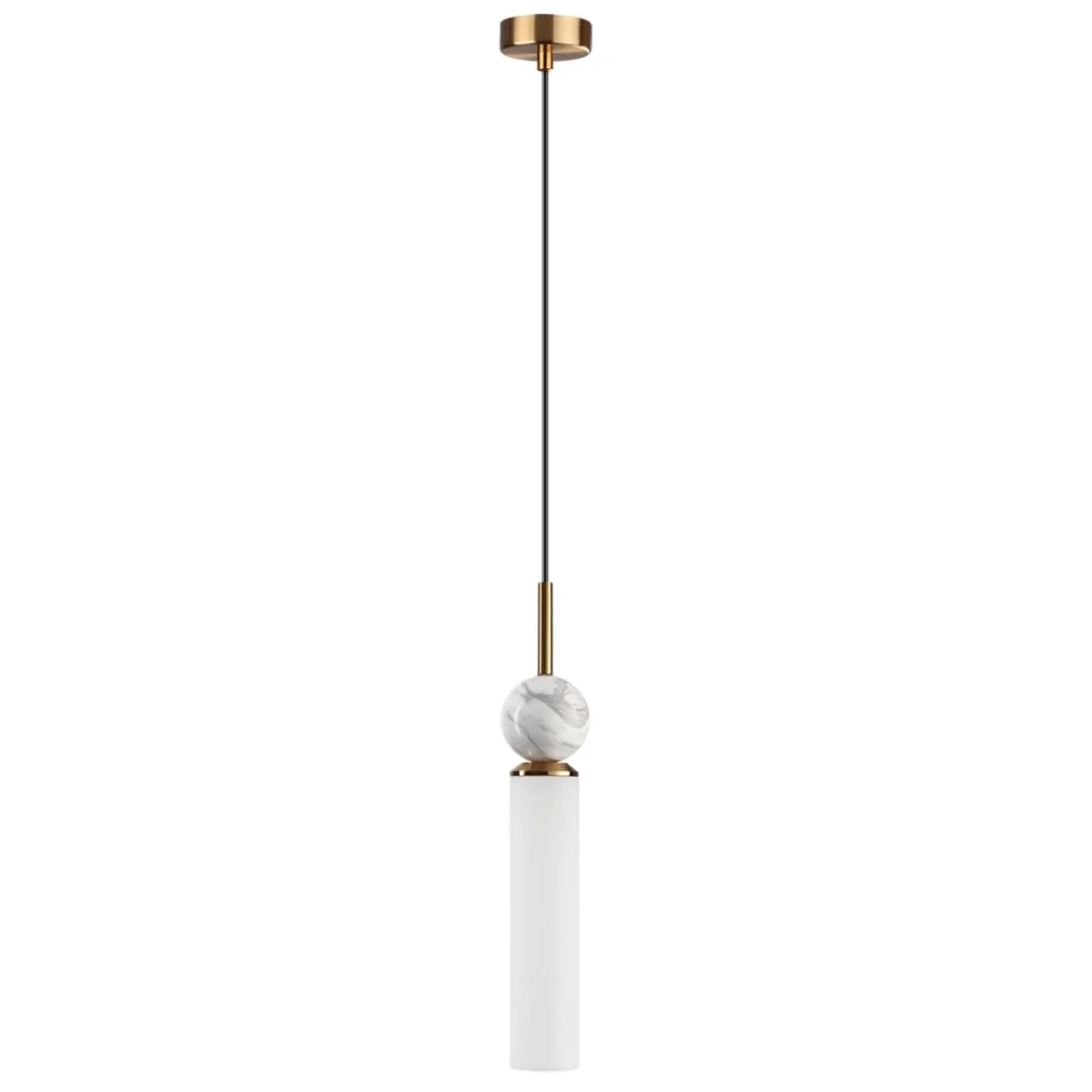 ODEON LIGHT 4359/1 MIDCENT ODL25 Подвесной светильник под латунь/металл/стекло/белый мрамор IP20 1*E
