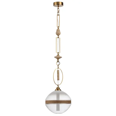 ODEON LIGHT 5441/1C PENDANT ODL_EX26 сатинированн.латунь/прозрачн./металл/стекло/травертин/веревка П