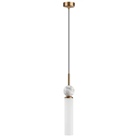 ODEON LIGHT 4359/1 MIDCENT ODL25 Подвесной светильник под латунь/металл/стекло/белый мрамор IP20 1*E