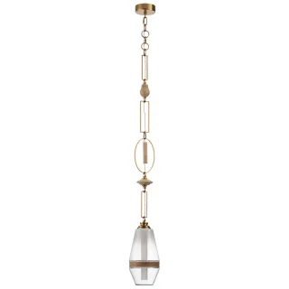 ODEON LIGHT 5441/1B PENDANT ODL_EX26 сатинированн.латунь/прозрачн./металл/стекло/травертин/веревка П