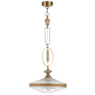 ODEON LIGHT 5441/1 PENDANT ODL_EX26 сатинированн.латунь/прозрачн./металл/стекло/травертин/веревка По