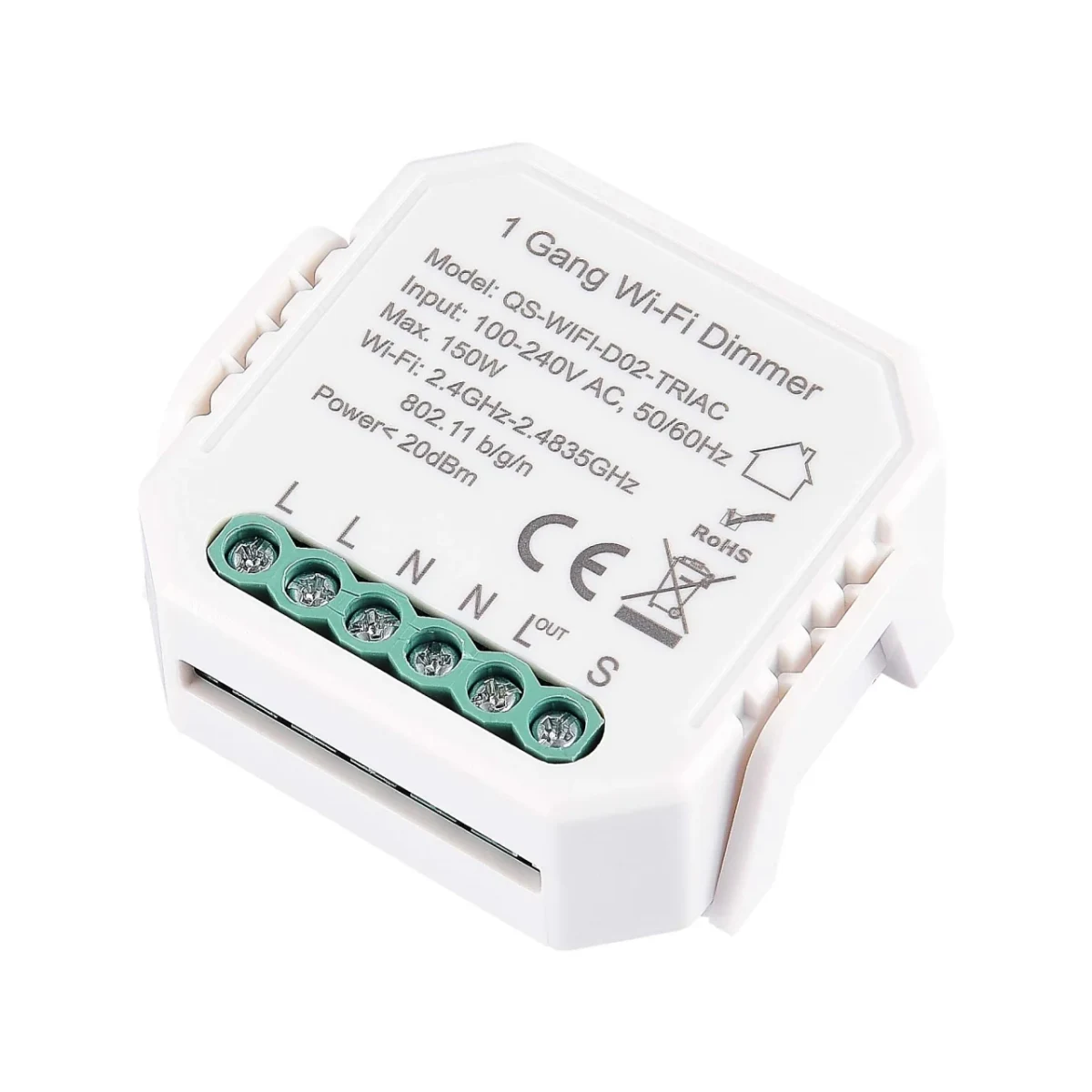 ST9000.500.01CDIM WI-FI диммируемое реле 1 канал, 150W, IP20, L46xW46xH18, 230V, Белый