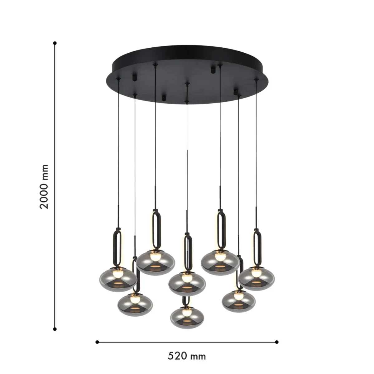 4284-8P, подвесная люстра, D520xH2000, 8xLEDx9W, 3600LM, 4000K