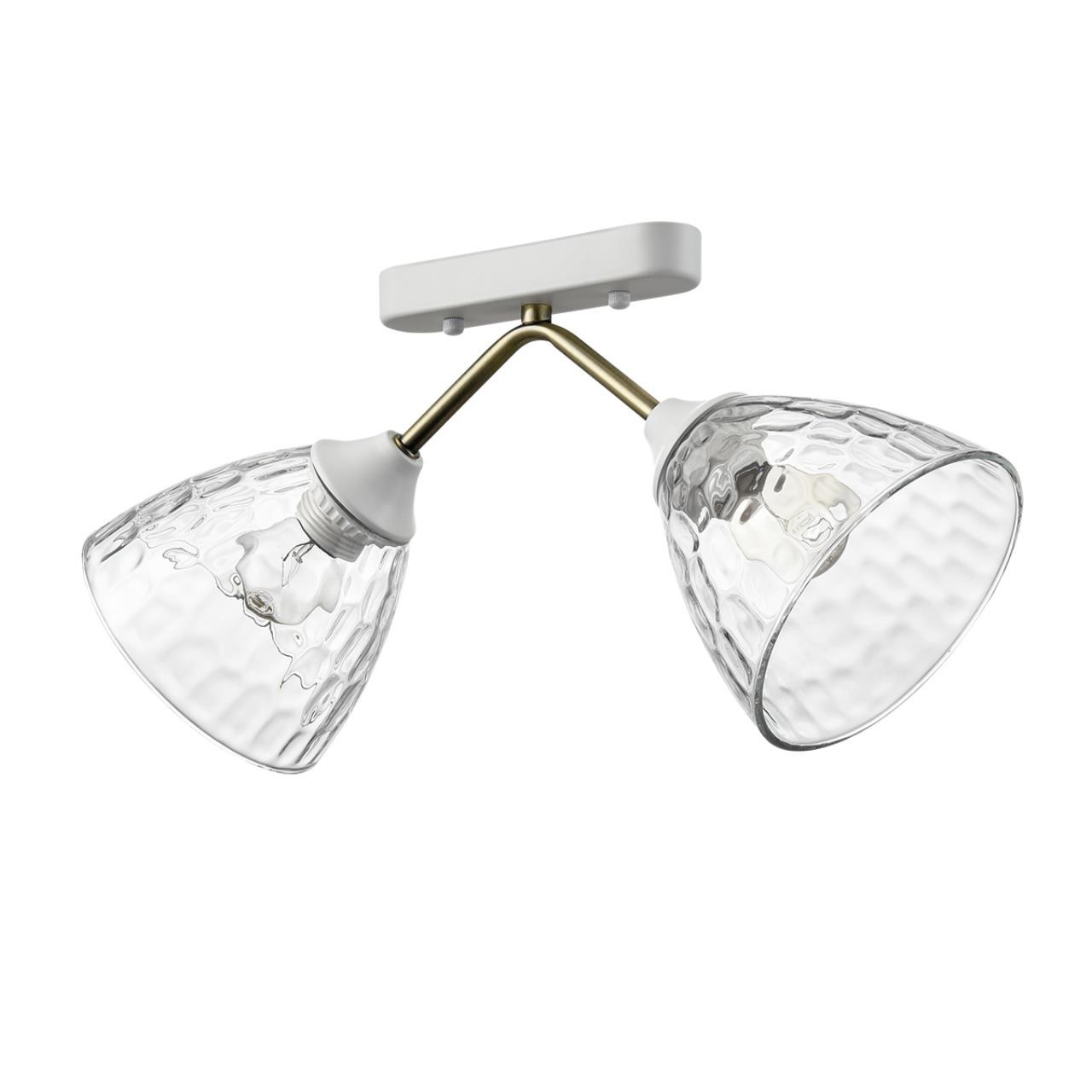 8151/2C COMFI LN 000 белый/античная бронза/прозрачный, металл/стекло Потолочный светильник Е27 2*60W 220V TATA