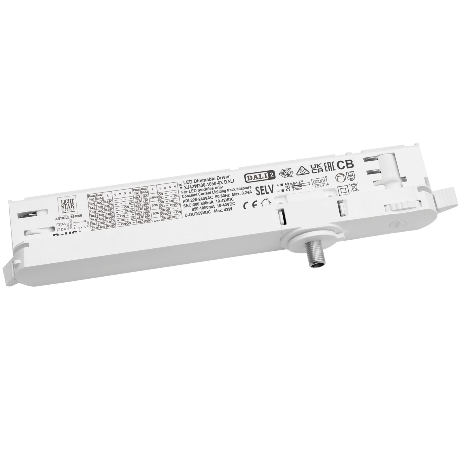 Адаптер с драйвером с DIP-switch управляемый по DALI д/трек-системы QUATTRO Quattro Lightstar 594066