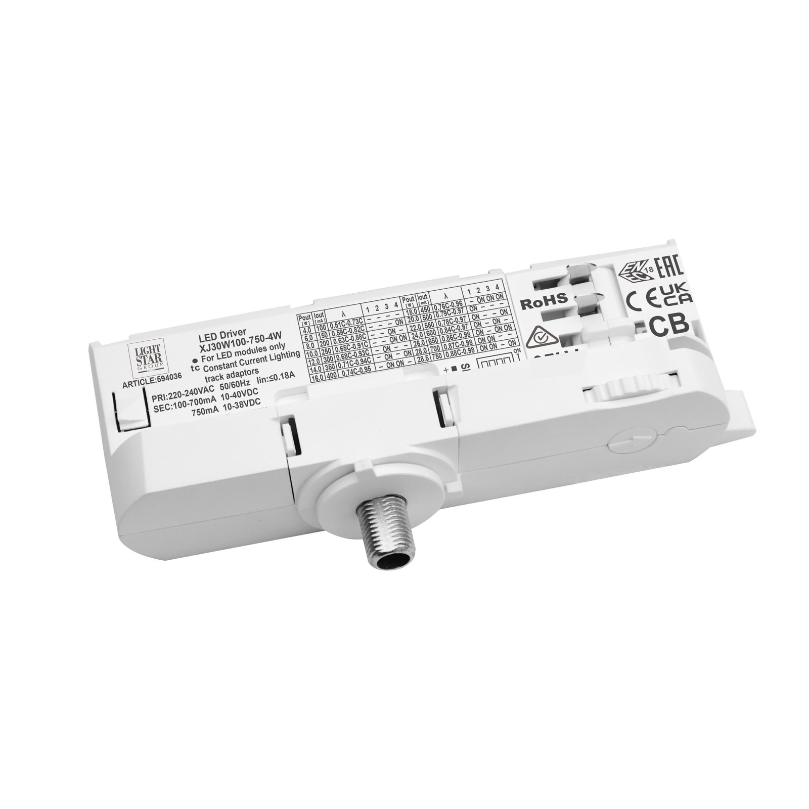 Адаптер с драйвером с DIP-switch для трековой системы QUATTRO Quattro Lightstar 594036