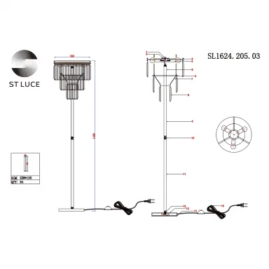 SL1624.205.03 Торшер ST-Luce шампань/прозрачный E14 3*40W