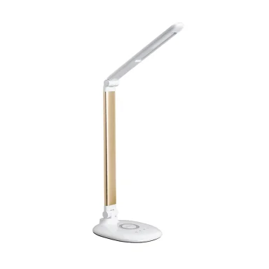 UL613 (белый /золото. Светильник настольный 9 Вт LED с функц.ночника, регул. темп. света и ур. яркос