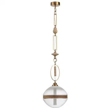 ODEON LIGHT 5441/1C PENDANT ODL_EX26 сатинированн.латунь/прозрачн./металл/стекло/травертин/веревка П