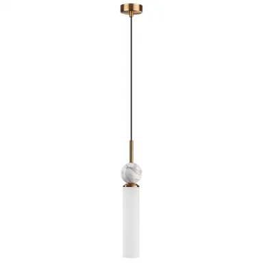 ODEON LIGHT 4359/1 MIDCENT ODL25 Подвесной светильник под латунь/металл/стекло/белый мрамор IP20 1*E